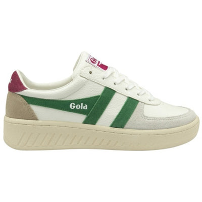 Gola - Womens Grandslam Trident Sneakers - White/Emerald/Cerise