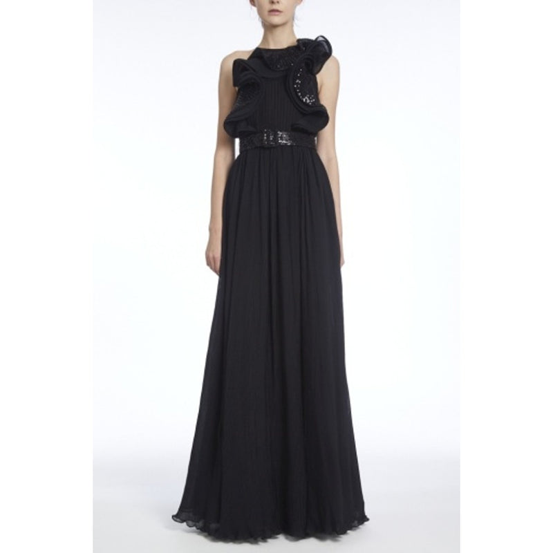 Badgley Mischka - Womens Pleated Rffl Gown