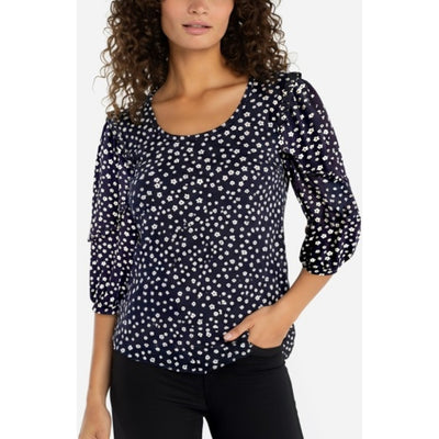 Liverpool Los Angeles - Womens Mid Length Ruffle Slv Scoop Neck Knit Top