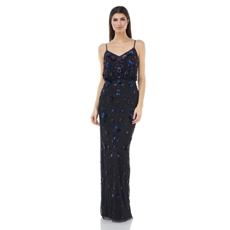 JS Collections - Womens Beaded Cami Blouson Gown