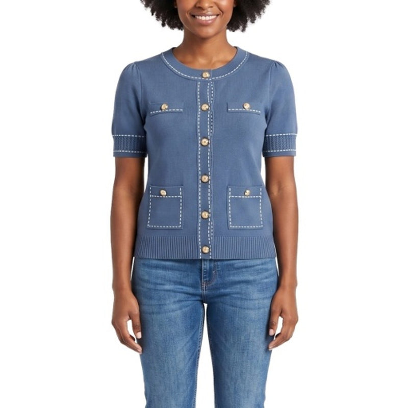 Hope & Henry - Womens Organic Short Sleeve Sweater Cardigan