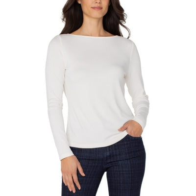 Liverpool Los Angeles - Womens Long Slv Boat Neck Knit Top