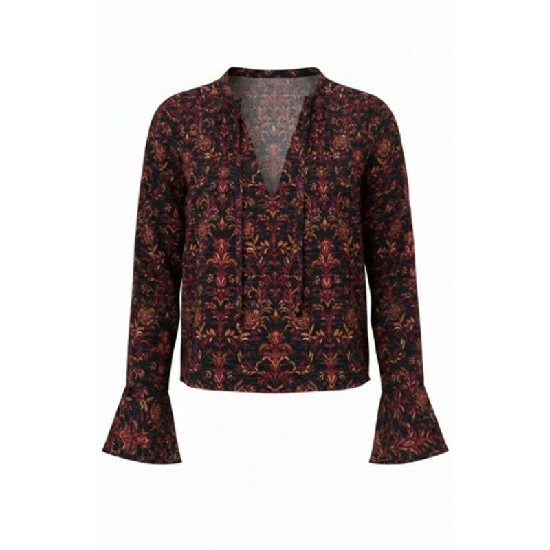 Liverpool Los Angeles - Womens Long Slv Band Collar Wvn Top with Pntuck Detail