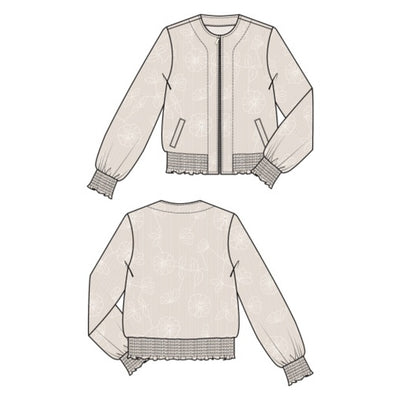 Liverpool Los Angeles - Womens Long Slv Collarless Jacket with Smocking
