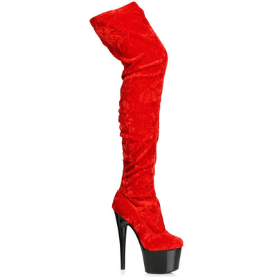 Ellie Shoes - 7" Crushed Velvet Thigh High Boot