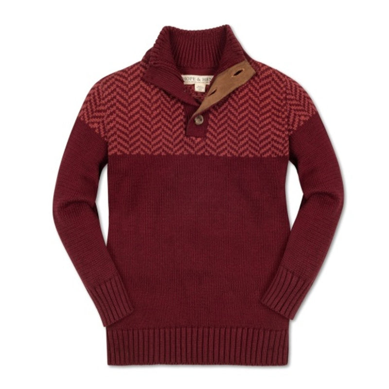 Hope & Henry - Boys Organic Intarsia Yoke Mock Neck Sweater