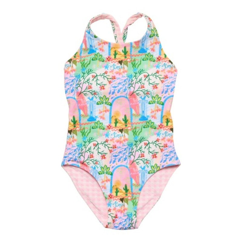 Snapper Rock - Girls Enchanted Oasis Reversible X Back Swimsuit