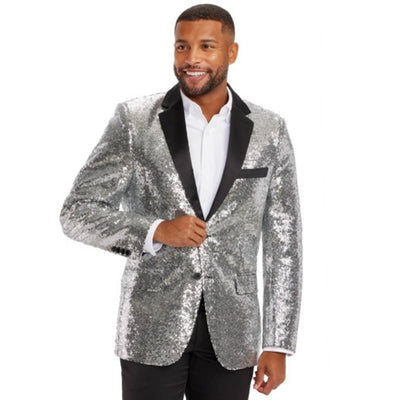 Tipsy Elves - Mens Silver Sequin Blazer