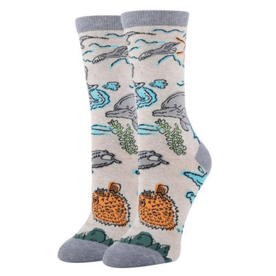 Oooh Yeah - Womens Dolphin Views-Aquatic-Womens Crew Socks