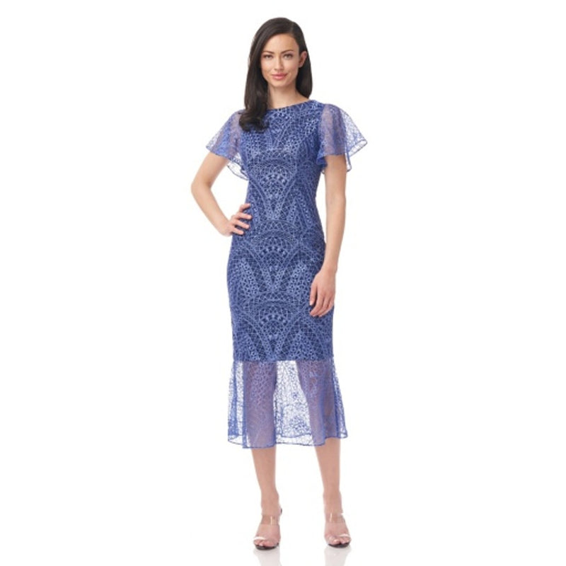 JS Collections - Womens Heidi Boat Neck Midi Dress