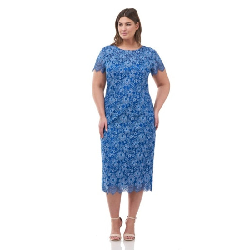 JS Collections - Womens Embroidered Lace Sheath Drs