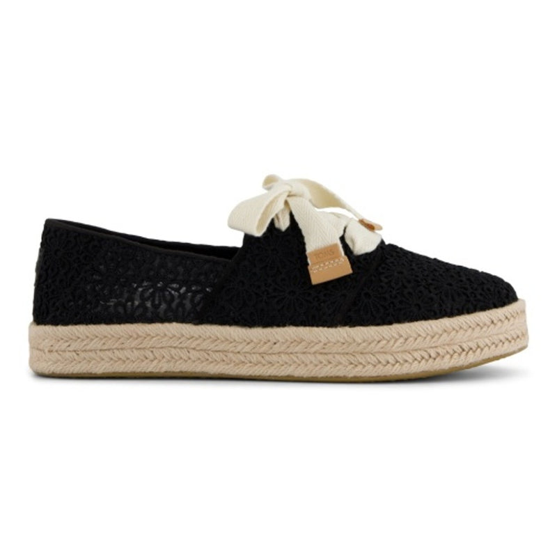 TOMS - Womens Carolina Lace Up - Black Mini Floral Crochet