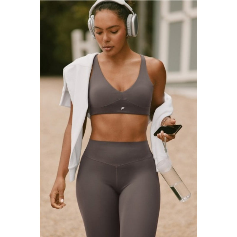 Fabletics - Womens Pureluxe Longline Low Impact Bra - Taupe Slate