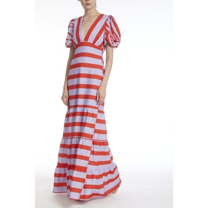 Badgley Mischka - Womens Stripe Tier Maxi