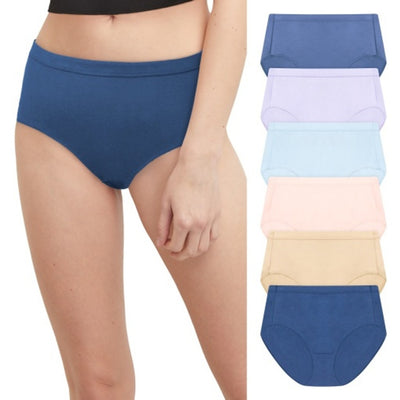 Hanes - Womens Pure Comfort Women’S Brief Underwear Organic Cotton Assorted 6-Pack