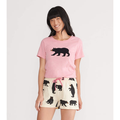 Little Blue House - Bear on Pink Womens Pajama Tee