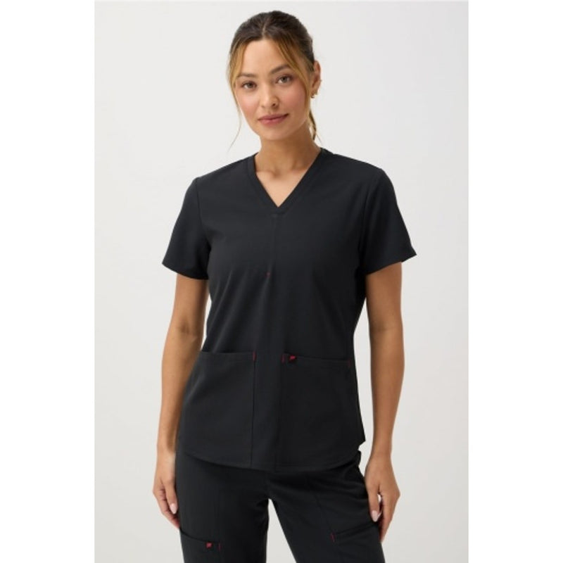 Fabletics - Womens Method Scrub Top - Black/Holly Berry