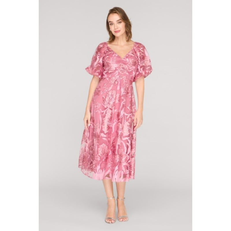 JS Collections - Womens Adele Puff Sleeve Cocktail