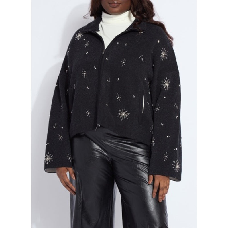 Lysse - Womens Scottie Embellished Knit Jacket Curvy