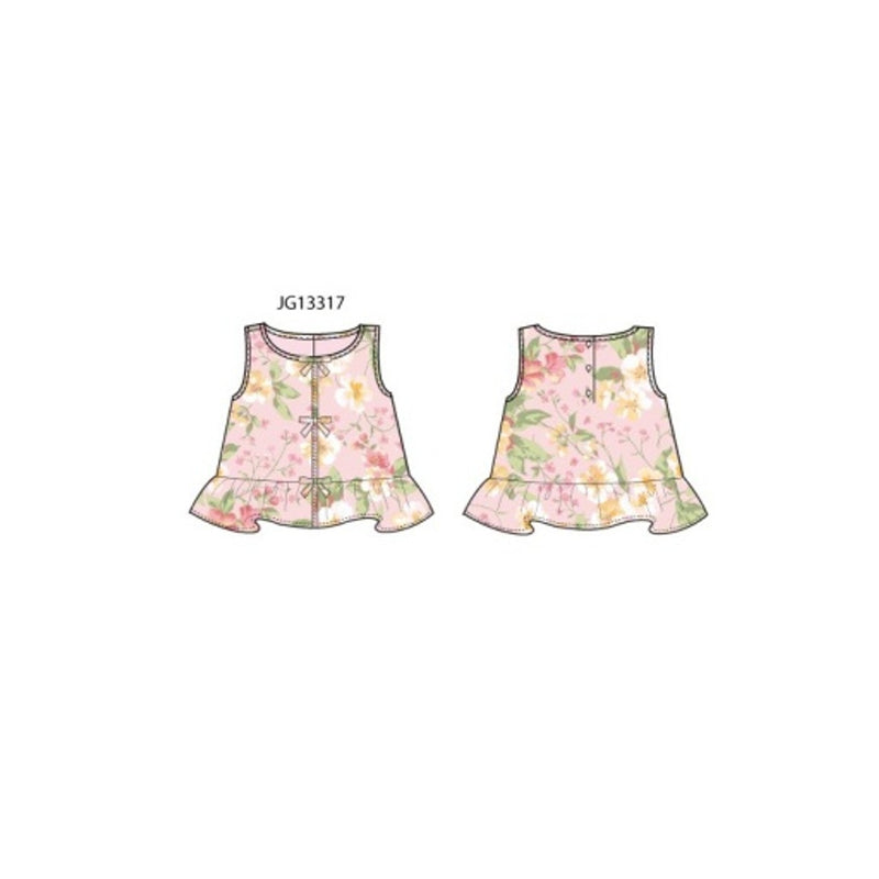 Janie and Jack - Girls with Es Pnk Flrl Bow Sl Top Sm1