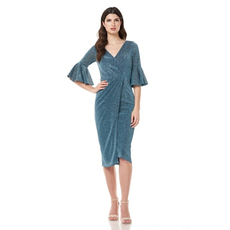 JS Collections - Womens Sparkle Wrap Cocktail Dress
