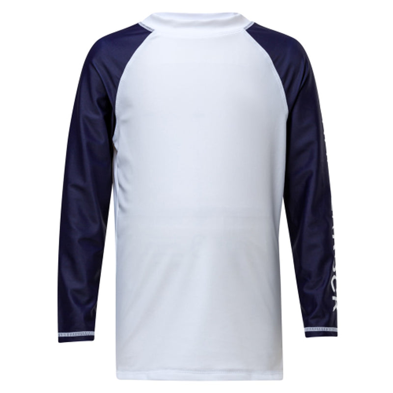 Snapper Rock - Boys White Navy Sleeve Long Sleeve Rash Top