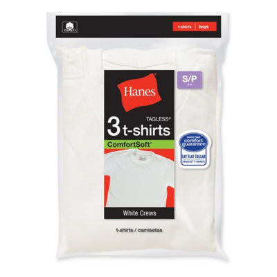 Hanes - Boys Comfortsoft Boys' Crewneck Undershirt White 3-Pack