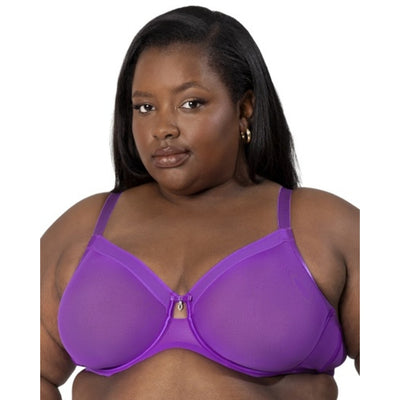 Ariela - Womens Sheer Mesh Full Coverage Unlined Underwire Bra - Purple Passion