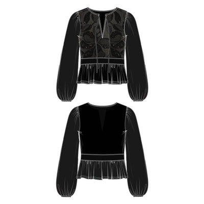 Liverpool Los Angeles - Womens Long Slv Embellished Woven Top