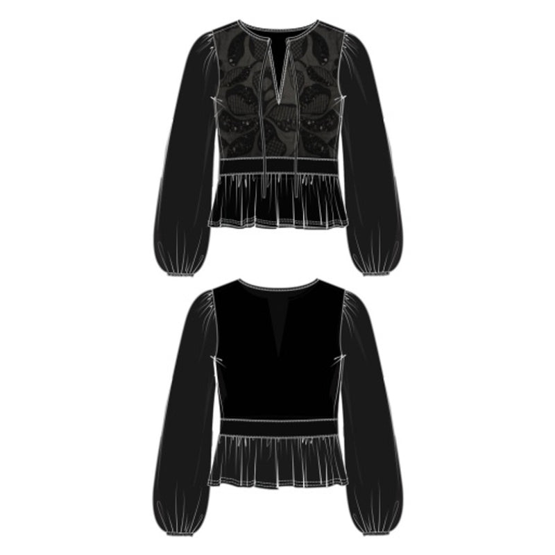 Liverpool Los Angeles - Womens Long Slv Embellished Woven Top