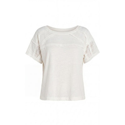 Liverpool Los Angeles - Womens Short Slv. Dolman Boat Neck Knit Top with Lace