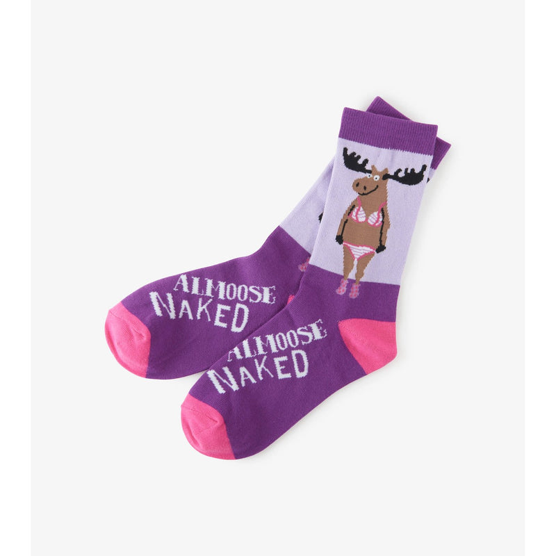 Little Blue House - Almoose Naked Womens Crew Socks