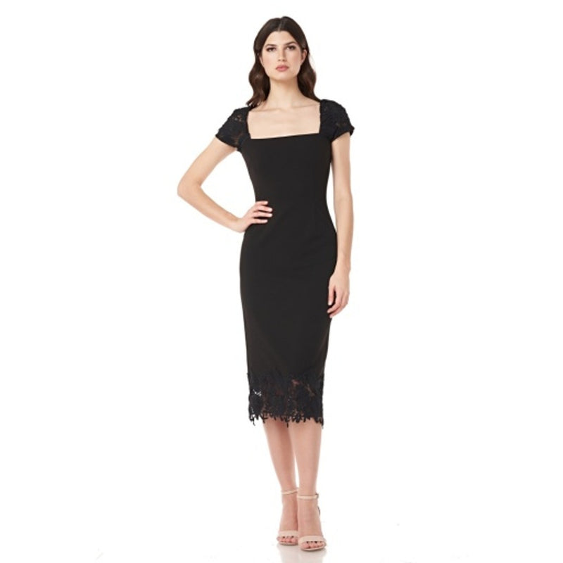JS Collections - Womens Square Neck Cocktail Dress