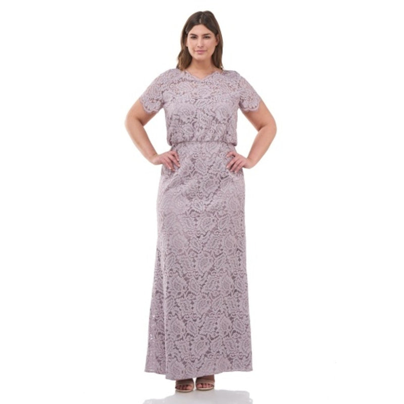 JS Collections - Womens Panel Lace Ss Blouson Gown