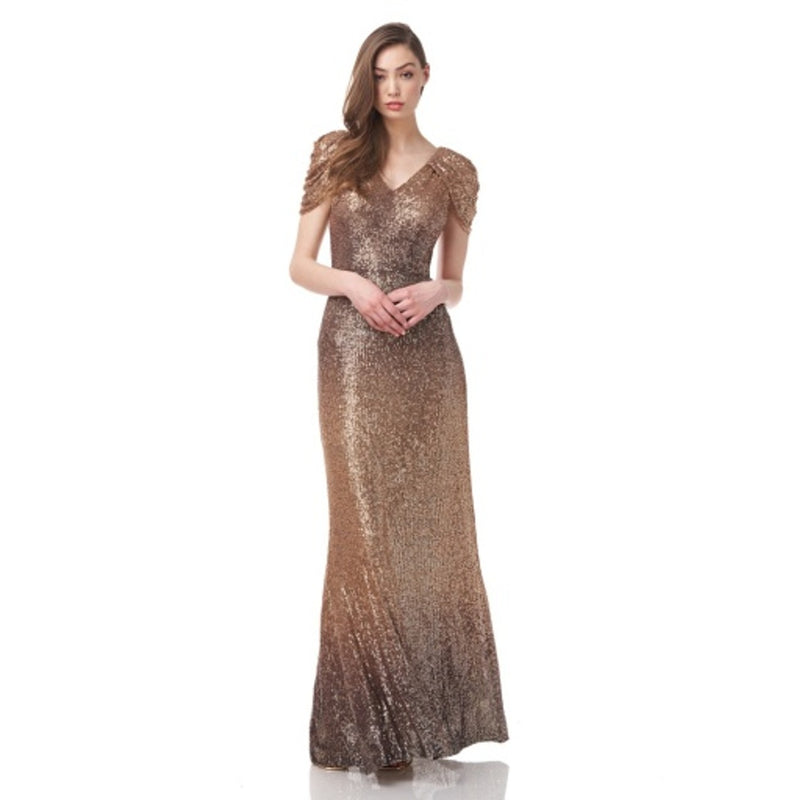 JS Collections - Womens Paige Draped Sleeve Gown