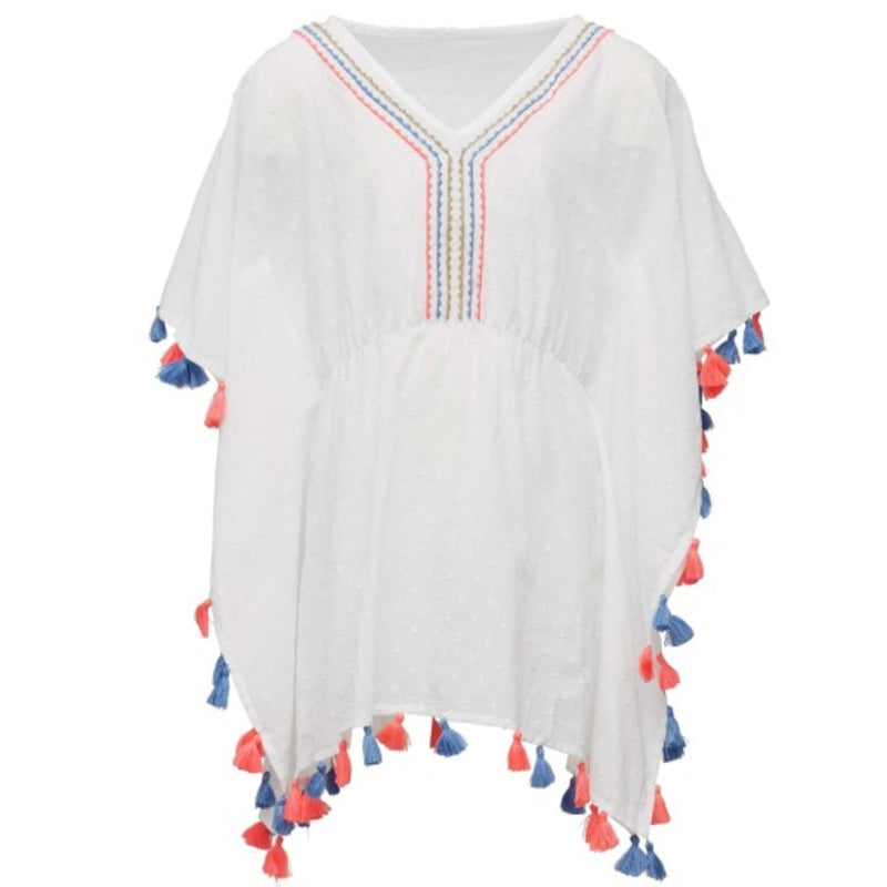 Snapper Rock - Girls White Sherbet Tassel Cover Up