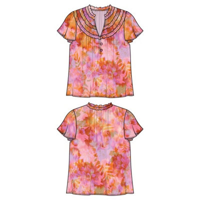 Liverpool Los Angeles - Womens Flutter Sleeve Popover Woven Blouse with Ruffl
