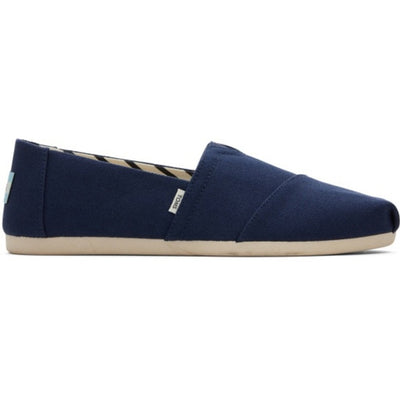 TOMS - Womens Alpargata Classic - Navy Wide Width Recycled Cotton Canvas