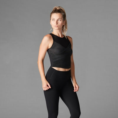 Thirty Three Threads - Unisex Pleated Bra Tank Ebony