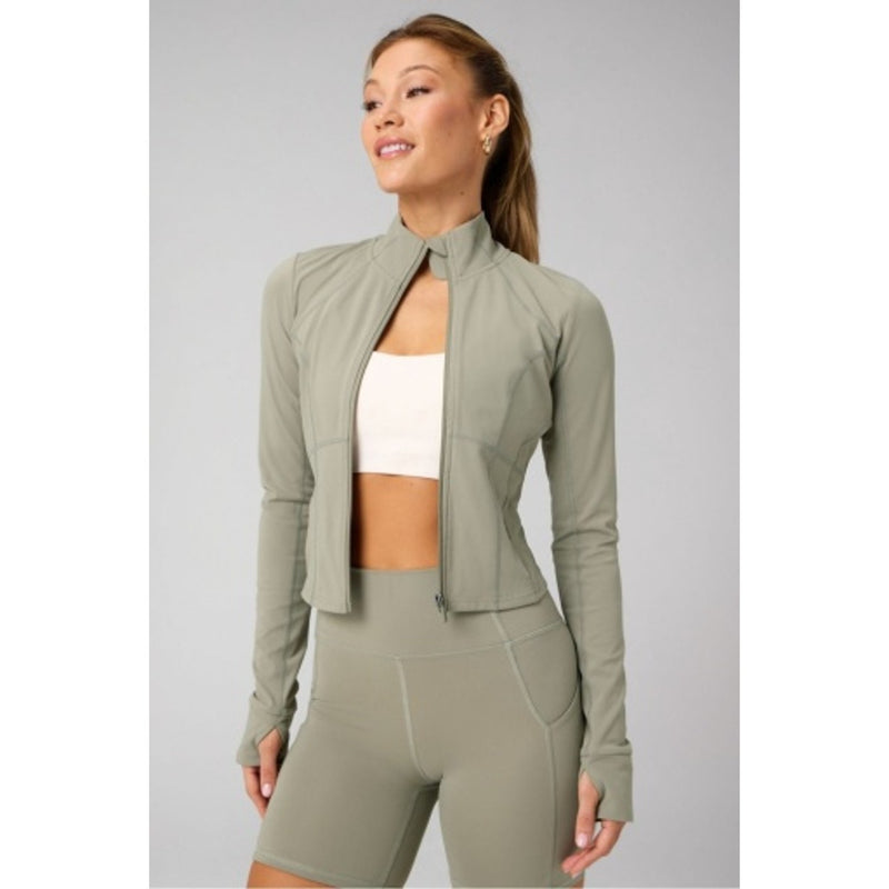 Fabletics - Womens Perfect Storm Cropped Train Jacket - Seagrass