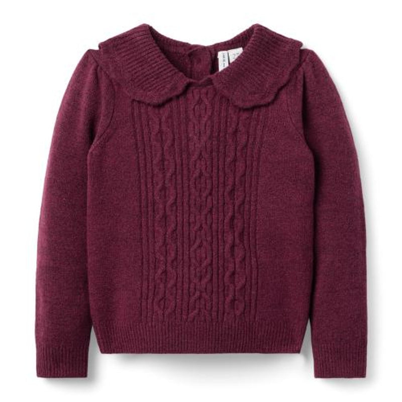 Janie and Jack - Girls S Burg Collar Cable Sweater W2b