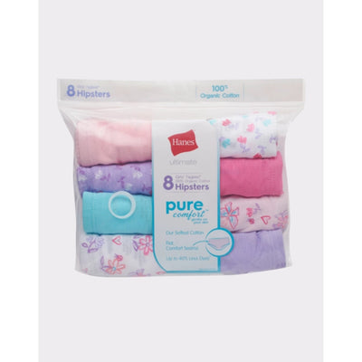Hanes - Girls Ultimate Pure Comfort Girls' Hipster Underwear Cotton 8-Pack