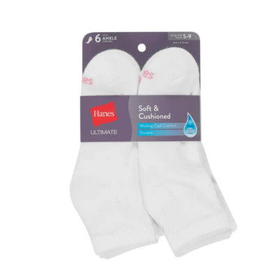 Hanes - Womens Ultimate Women's Ankle Socks Cushioned 6-Pairs