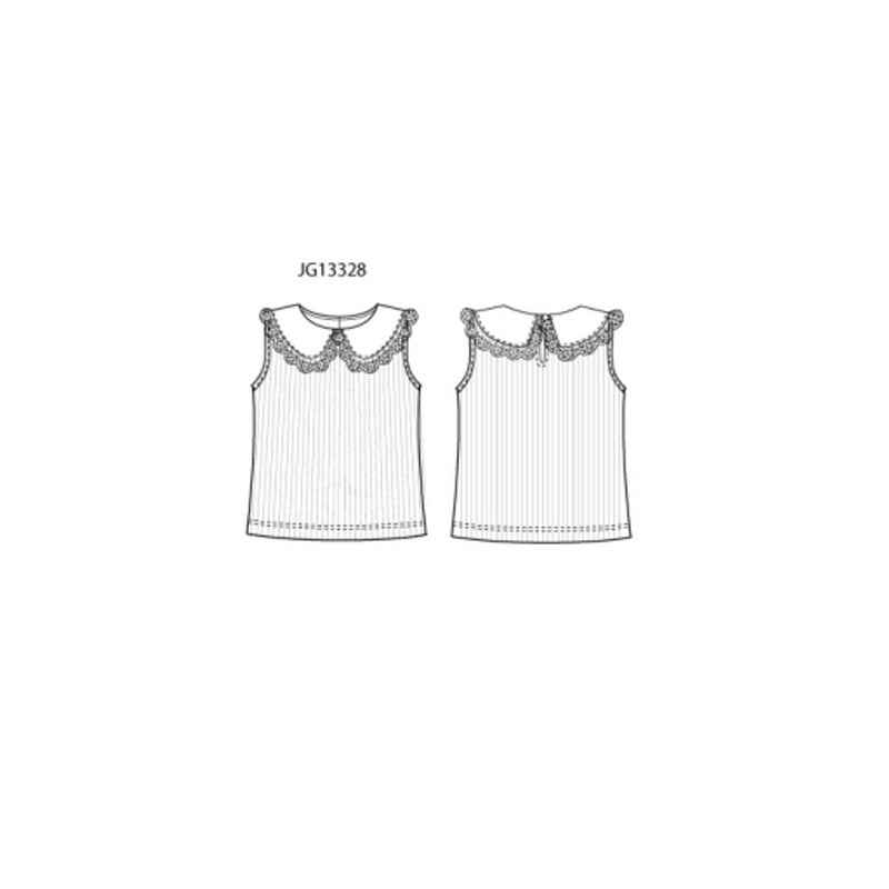 Janie and Jack - Girls K Wht Rib Collar Top Smbas