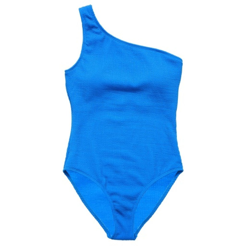 Snapper Rock - Womens Marine Blue One Shoulder Swimsuit