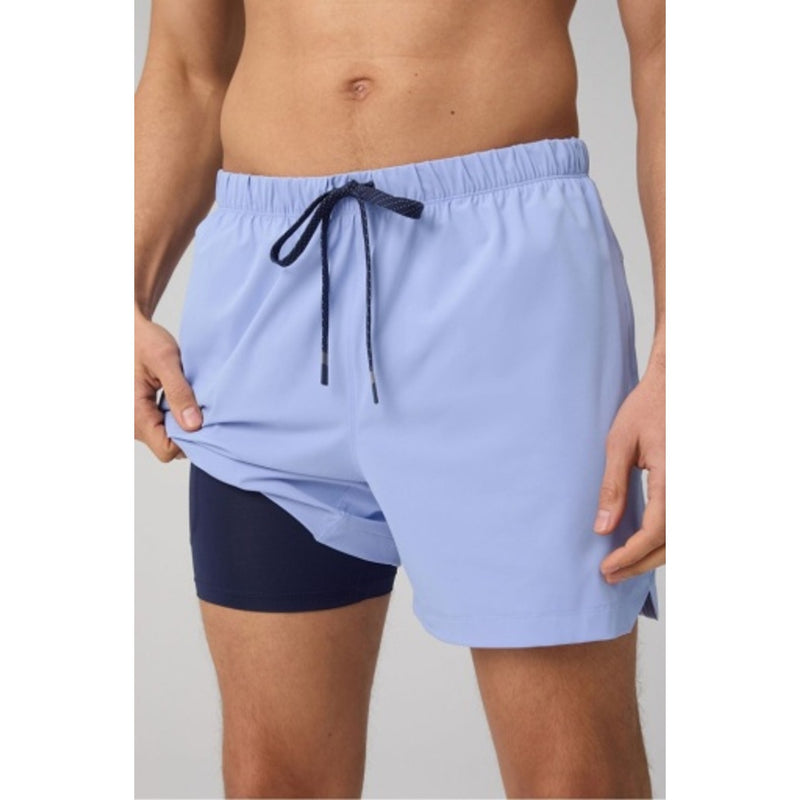 Fabletics - Mens the 5" One Short (Lined) - Blue Oxford / Deep Navy