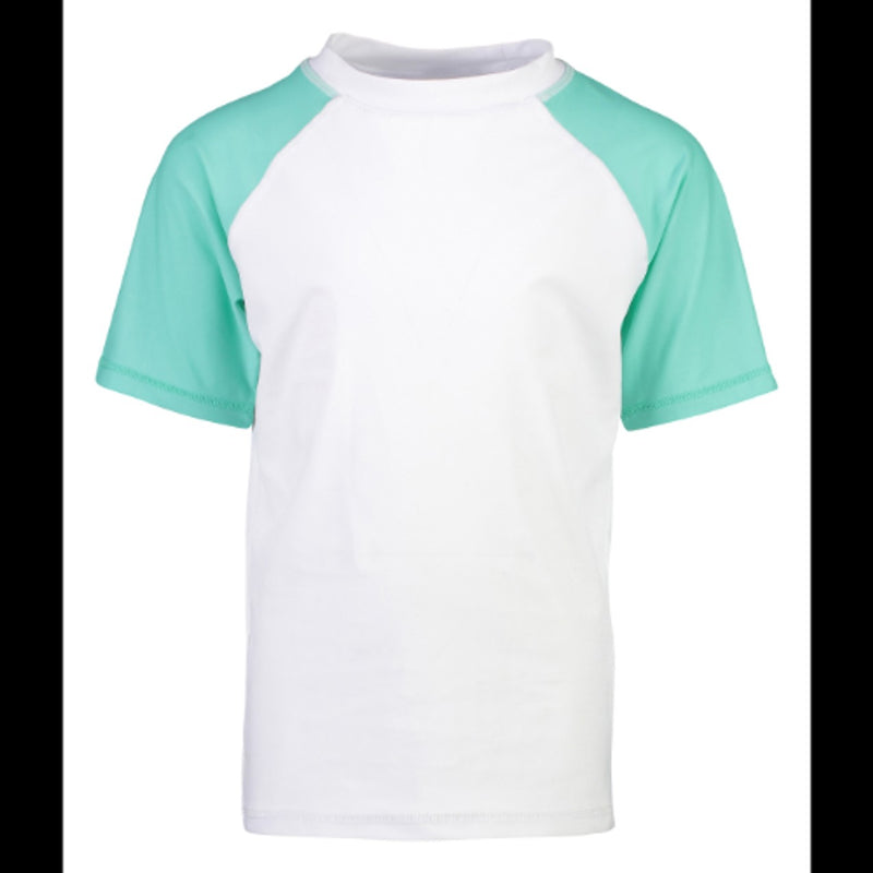 Snapper Rock - Boys White Mint Sleeve Sustainable Short Sleeve Rash