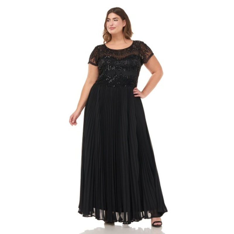 JS Collections - Womens Bead Bodice Sunburst Plt Gown