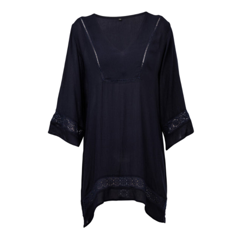 Snapper Rock - Womens Ladies Navy Fluted Kaftan