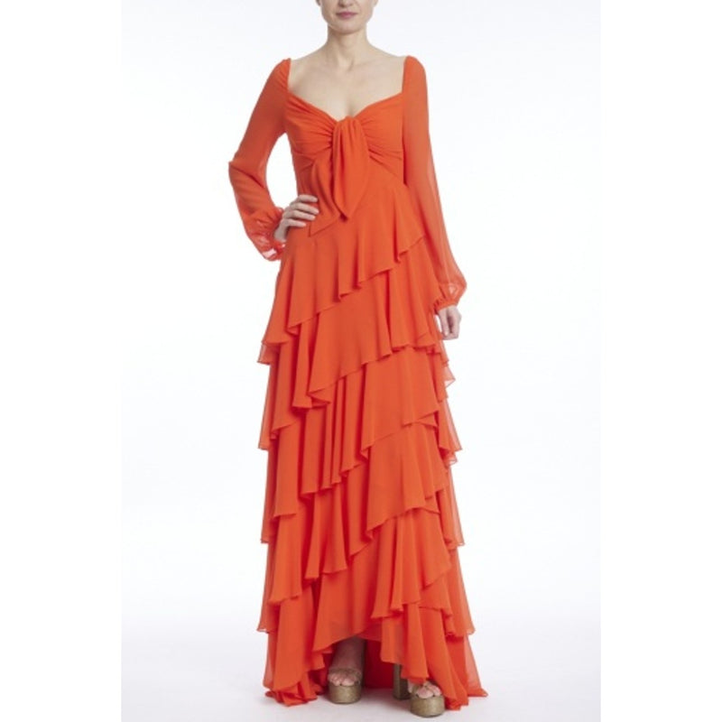 Badgley Mischka - Womens Long Sleeve Allvr Ruffle Ggt